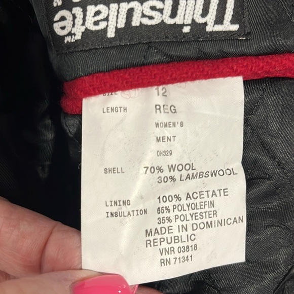 LL Bean Womens Blazer/Jacket 12R Red 70% Wool 30% Lambswool Quilted Lining EUC - Picture 10 of 13